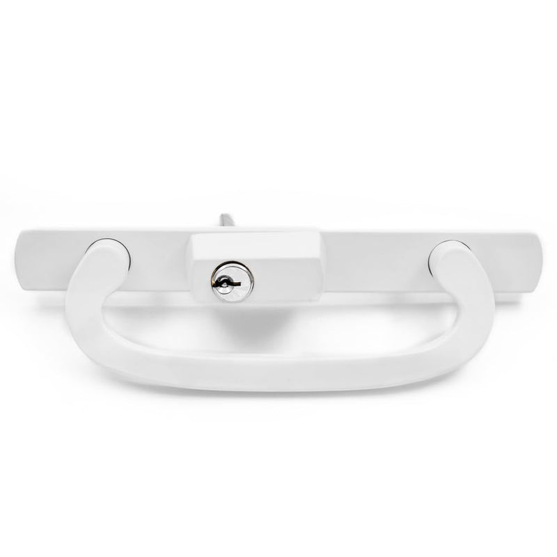 Sliding Glass Patio Door Handle Set with Mortise Lock and Key Cylinder, Offset Thumbturn Fits Door Thickness from 1-1/2" to 1-3/4", 3-15/16” Screw Hole Spacing, Non-Handed (DCSM-2320) DCSM-2320