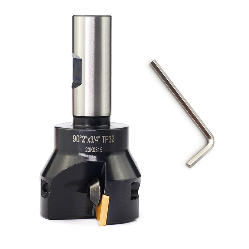 2" Indexable End Mill OSCARBIDE 3/4" Shank 3-3/4" 3 Flutes 90° TP32 | 3 TPCN32PDTR/TPG32 Inserts | For Steel, Stainless, Cast Iron & Aluminum | Rigid Steel Body | Smooth Finish | Long-Lasting