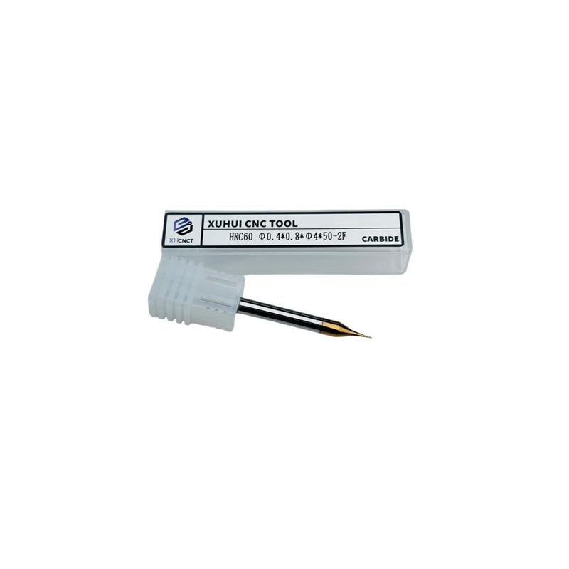 5pcs/Package HRC60 2Flutes Micro Carbide Flat End Mill Square end Mill CNC Cutting Tools for Metal Shank Diameter 4mm (5pcs, Cutting Diameter 0.4mm) 5