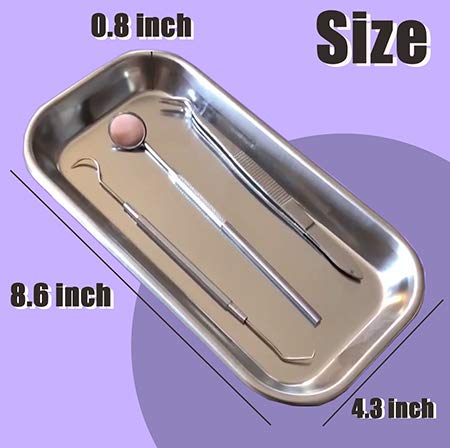 3 Pack Professional Medical Surgical Stainless Steel Dental Procedure Tray Thickening Lab Instrument Tools Trays -Flat Type (8.6" * 4.3" * 0.8", 3) 8.6" * 4.3" * 0.8"