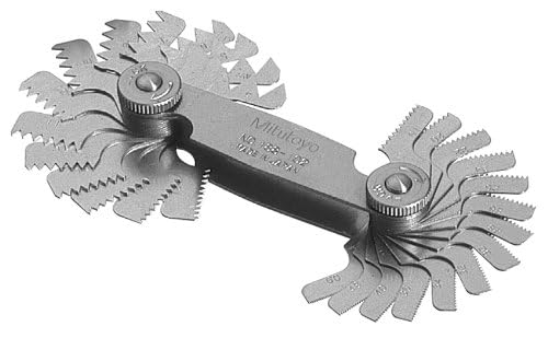 Mitutoyo 188-102 Screw Pitch Gage, Whitworth Thread 4-60 TPI, 28 Precision-Stamped Leaves, Stainless Steel Thread Pitch Identifier for Fastener Inspection and Workshop Use | Whitworth Thread, 4-60 TPI