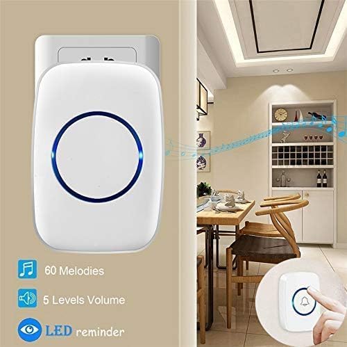 SadoTech Wireless Doorbells for Home - Adjustable Volume with 52 Chimes, 1000Ft Range, Easy Installation, Weatherproof Wireless Doorbell w/LED Flash, White