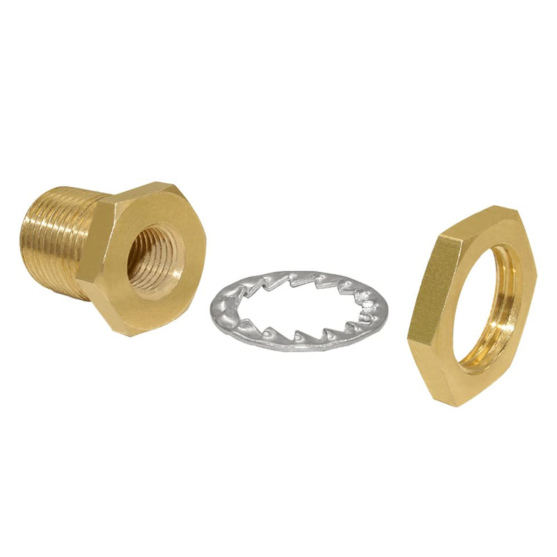 Joywayus 1/4" NPT Female 1/2" Male Brass Bulkhead Fitting Bulk Head Bulkhead Tank Fitting Coupler(Pack of 2) 1/4"NPT x 1/2" - 2PCS