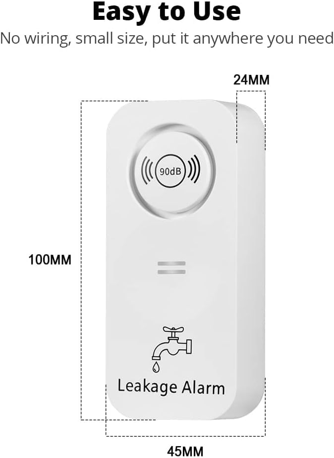 TOWODE Water Detectors 90dB Alarm Sensor, Sensitive Leak and Drip Alert for Kitchen Bathroom Basement (1 Pack) 1