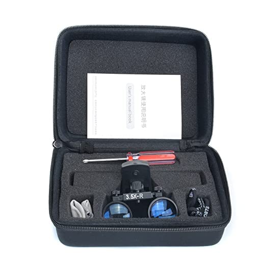 Global-Dental Binocular Surgical Loupes Glasses Magnifier Plastic Clip for All Glasses with Storage Case 420mm (3.5X) 3.5X