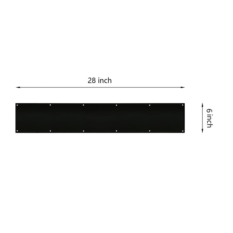 Door Metal Kick Plate 6x28 inches Aluminum Decorative Plates Protector for 30 inches Front Doors, 18 Ga Thickness 6"x 28" (Black)