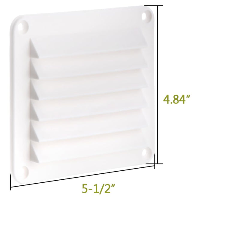 VTurboWay 2 Pcs 5-1/2" Louvered Flush Plastic Thru Vent for Caravan, Marine Boat Vent, White, Free Installation Screws