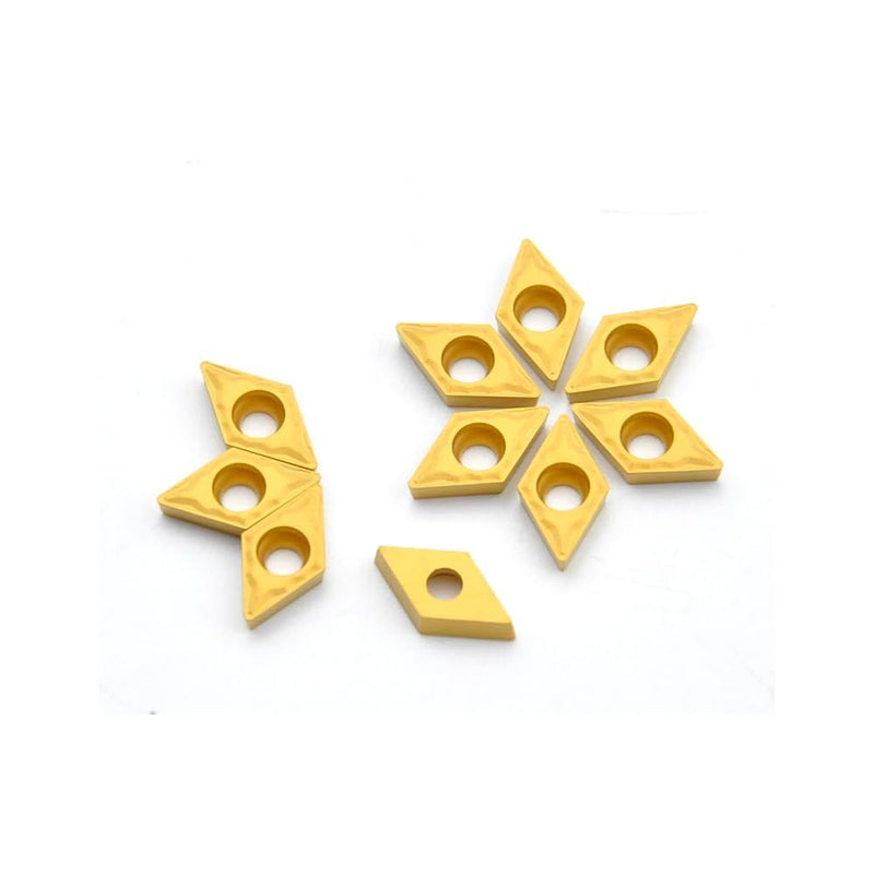 DCMT21.51 Dcmt070204-HMP Carbide Turning Inserts, CVD Coated for Steel, 1/4" IC Lathe Tools for Carbon & Alloy Steel Machining, 10 Pcs DCMT21.51-HMP