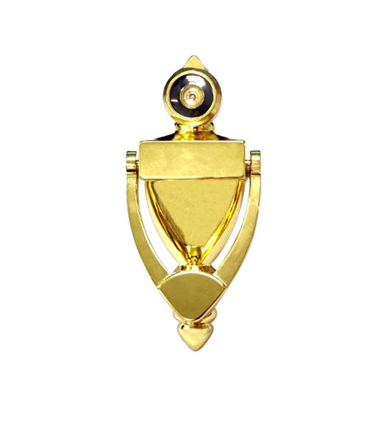 QCAA Door Knocker with 180 Degree Viewer, Zinc Die-Cast Construction 5-1/2'' Height, Polish Brass, 1 Pack Polished Brass