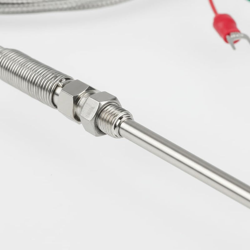K-Type Thermocouple Sensor, 0-600℃ A-Grade Probe, 100mm×5mm Stainless Steel with 2M/6.6Ft High-Temp Shielded Wire