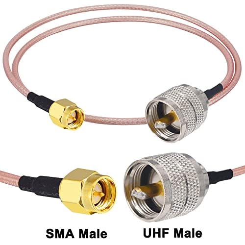 Boobrie SMA Male to PL259 UHF Male RG316 Coaxial Cable 50cm RF Coax CB Radio Pigtail Jumper 2-Pack SMA Male to UHF Male RG316 19.68inch