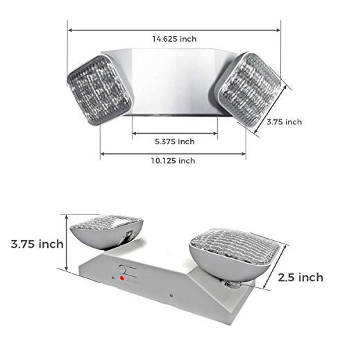 Ciata Black Led Emergency Lights with Battery Backup, for Home Power Failure, Hardwired with Adjustable Heads, Backup Battery, Emergency Lights for Business, Indoor Emergency Lights 1 Pack