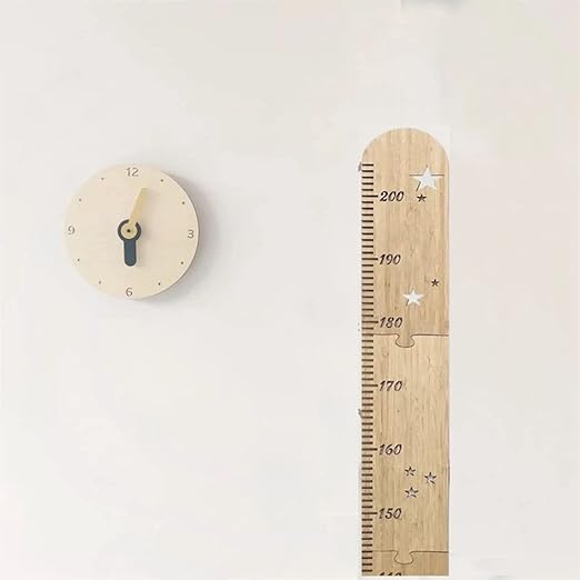 Luottus Wooden Height Meter, Star, Height Scale for Children and Adults, Seal, Children's Growth Record, Wall Ruler, Entrance, Kindergarten, Nursery, Scandinavian Interior, Stylish, Assembly, Measuring Range 0-200 cm - NewNest Australia