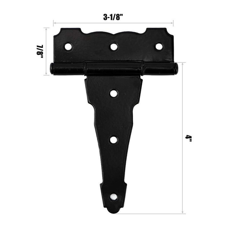 HOME MASTER HARDWARE 4 in Decorative T Strap Hinge Shed Storage Gate Strap Hinge Barns Door Tee Hinges with Screws Black 10 Pack 4" - 10pack