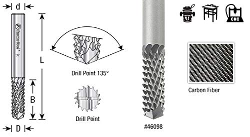 Amana Tool - 46098 Solid Carbide Medium Burr with 135° Drill Pt. Fiberglass & Co