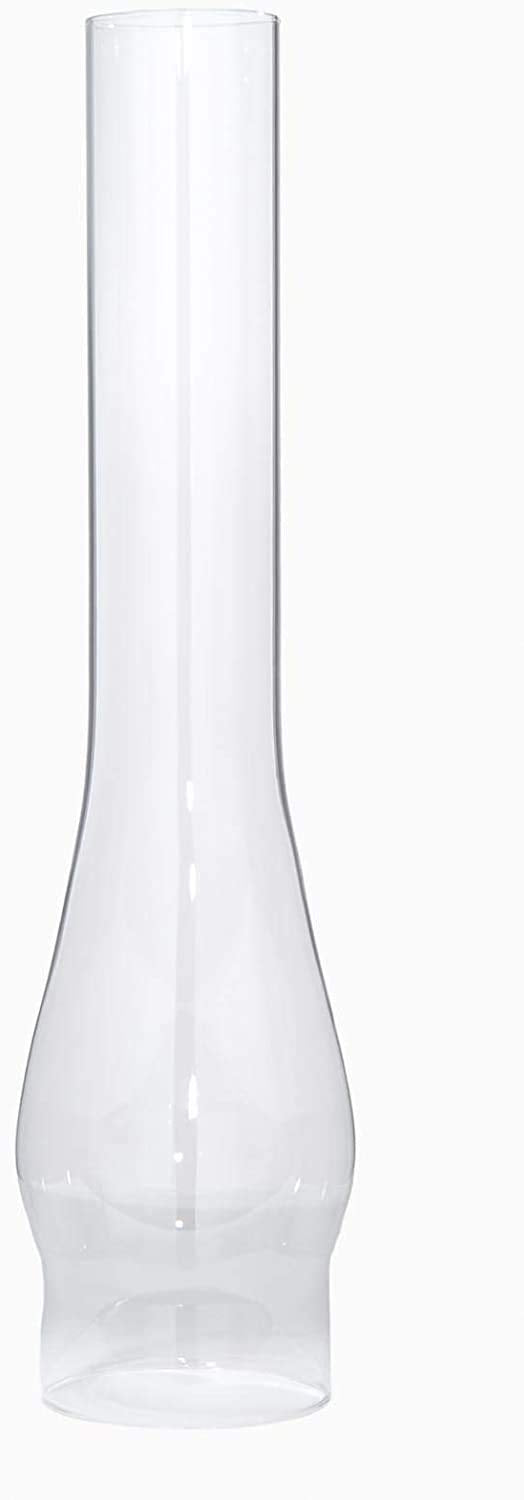 B&P Lamp 3 Inch Base by 14 Inch Tall Clear Glass Oil and Kerosene Lamp Chimney