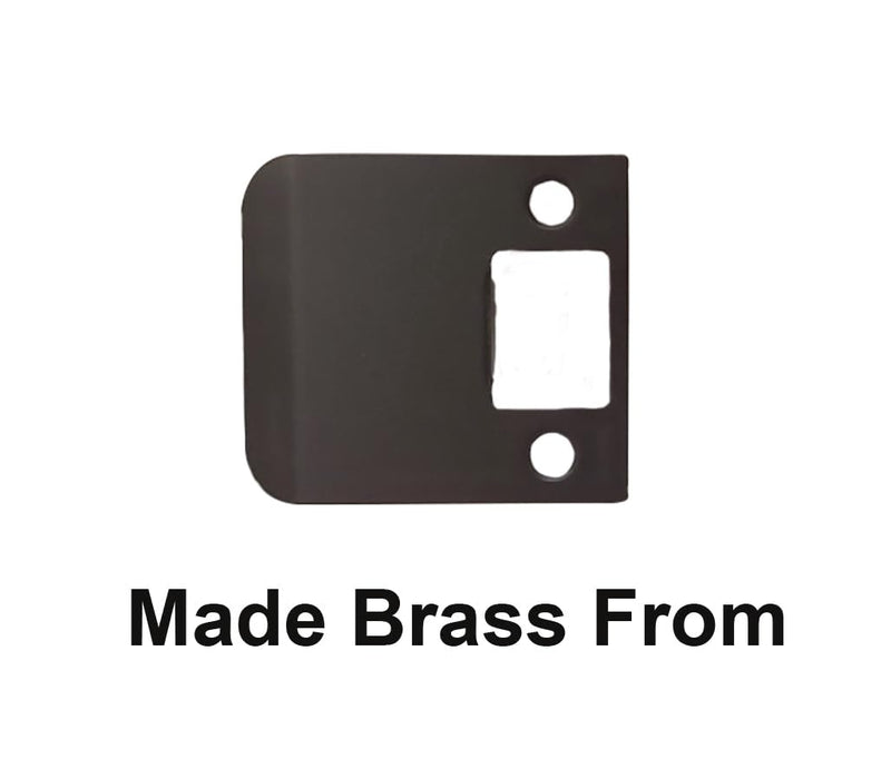 QCAA Solid Brass Extended Lip Strike, 2-1/2"X2-1/4, Oil-Rubbed Bronze, 4 Pack, Made in Taiwan