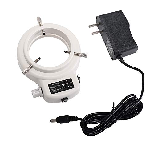 144 LED Stereo Microscope Ring Light Illuminator Adjustable Lamp White + 12V 1A Adapter