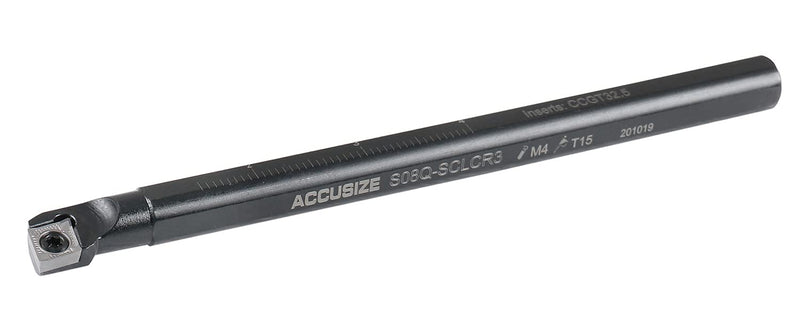 Accusize 1/2 in Rh Sclcr Indexable Boring Bar with CCGT Insert, P252-S501 | 7 in OAL, .600 in Min Bore, CCGT32.51-AKH01 Insert, Negative 5-Degree Angle