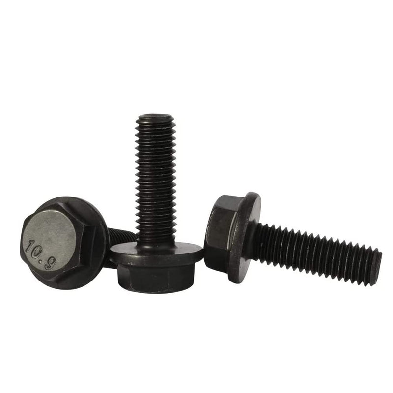 M8 x 25mm Flanged Hex Head Bolts Flange Hexagon Screws, Full Thread, Alloy Steel, Black Oxide Finish, Quantity 15 M8-1.25 x 25mm (15 PCS)
