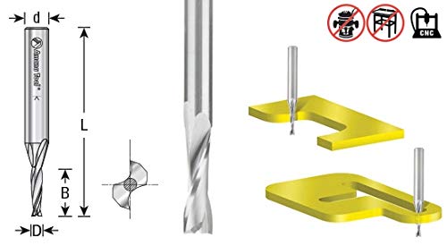 Amana Tool - (51763) Solid Carbide CNC Spiral Double 'O' Flute, Plastic Cutting 3/16 Dia x 5/8 x 1/4 Shank x 2-1/2" Long Up-Cut