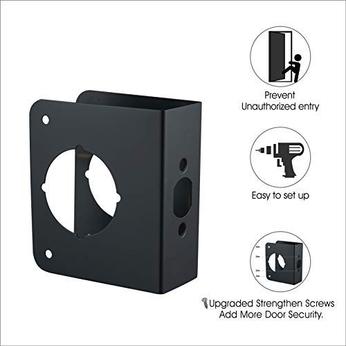 Door Guard Reinforcer 1-3/8-Inch Thick by 2-3/8-Inch Backset 2-1/8-Inch Bore with Bronze Color K9008-Iron Black