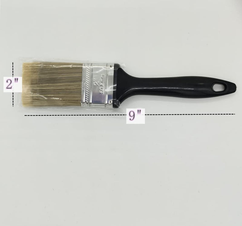 10 Pieces 2 Inch Paint Brush,Flat Paint Brushes Professional Paint Tools with Treated Plastic Handle for DIY Paint,Furniture,Fences,Deck,and Wall Trim Black 10 Pack