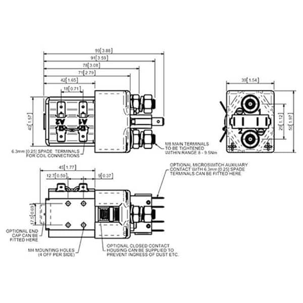 Contactor SW80B-156, 48V 125A For Curtis ZAPI B4SW11 Controller, Electric Forklift/Golf Cart Solenoid,Single Pole Single Throw SW80B156 SW80156