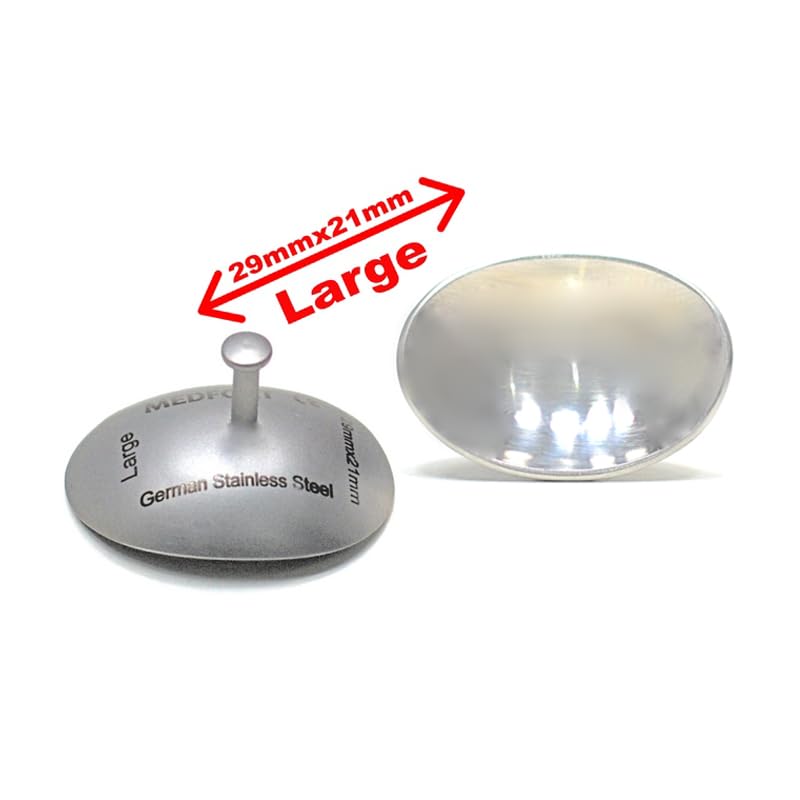 Stainless Steel Corneal Eye Shield Protectors, 29mm x 21mm (Large), Set of 2