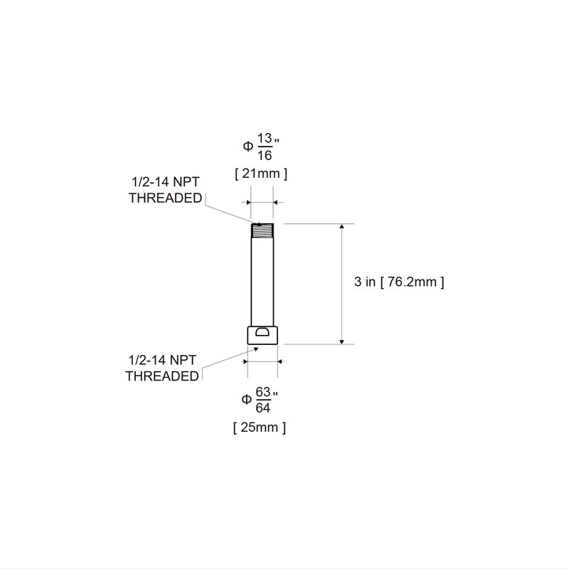OFFO Shower Head Extension Arm, Shower Arm Extension Shower Head Extender Made of 304 Stainless Steel Shower Pipe Extension, Chrome 3 Inches 3 Inch