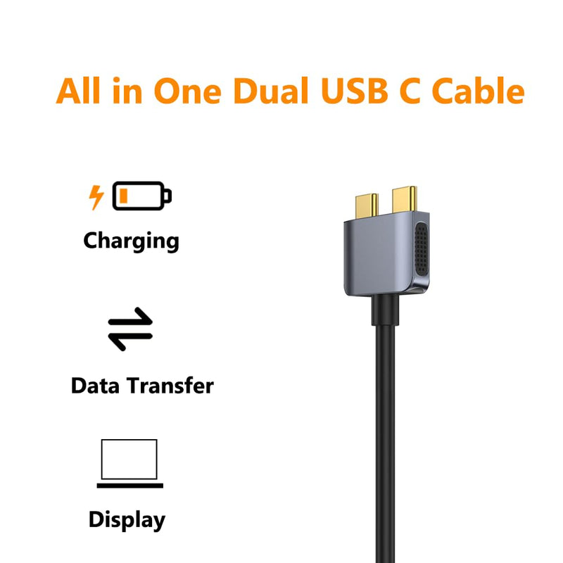 Tobenone Dual USB C Cable Docking Station, Length of the Wire is 70cm (Approximately 27.56 Inches), This Length Includes The Plug