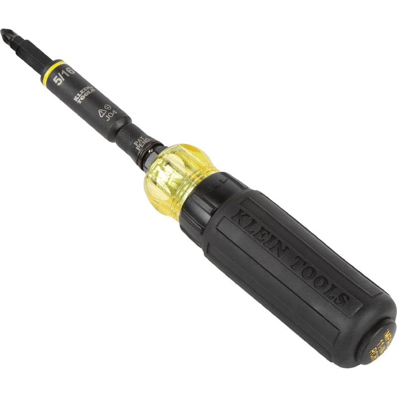Klein Tools 32500HDRT KNECT Ratcheting Screwdriver, Multi-Bit Screwdriver / Nut Driver, Impact Rated 11-in-1 Tool with Phillips, Slotted, Square and Torx Tips Ratcheting Handle