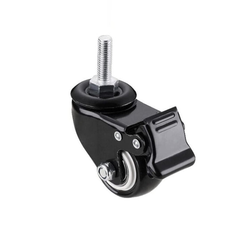 4Pcs 1.5 Inch Heavy Duty Caster Wheels Swivel Casters with Brake and M8 Threaded Stem, Loading 50kg/110lbs Black Rubber - NewNest Australia