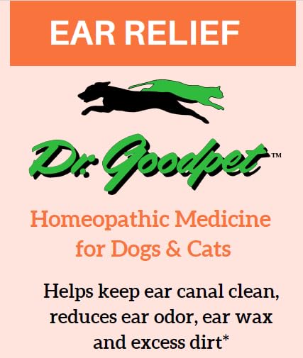 Dr. Goodpet Ear Health Formula for Dogs & Cats | All-Natural Ear Cleanser | Soothes Itches and Cleans Ear Canal | Drops for Irritation & Waxy Buildup | 1 fl oz Bottle w/Dropper