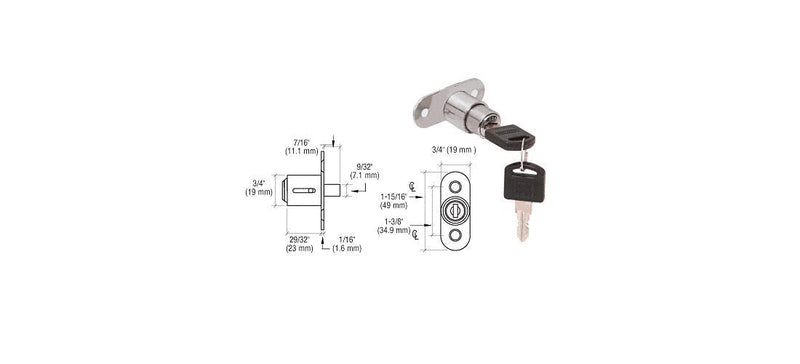 C.R. LAURENCE LK54 CRL Nickel Plated Track Plunger Lock