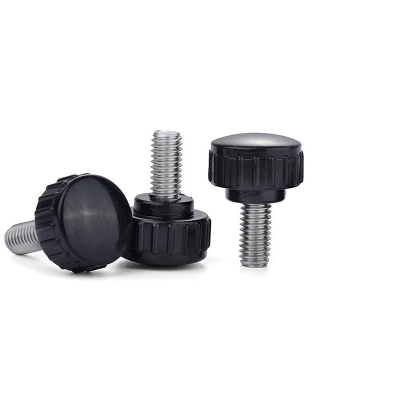 10pcs m6/0.24" x25/0.98" Grip Knob -Metric Male Thread Knurled Clamping Knobs Grip Thumb Screw on Type Plastic Threaded Hand Bolt Knobs Black. M6X25
