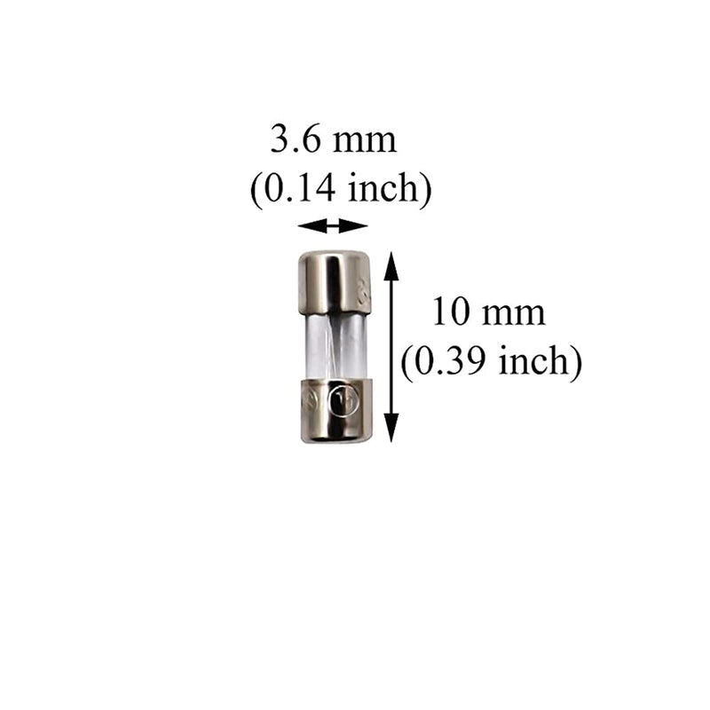 SIXQJZML 10 Pack F3AL Fast-Blow Mini Fuse 3A Max 3 amp 125V Glass Fuses 0.14 x 0.39 inch / 3.6 x 10 mm (125Volt) (F3A)