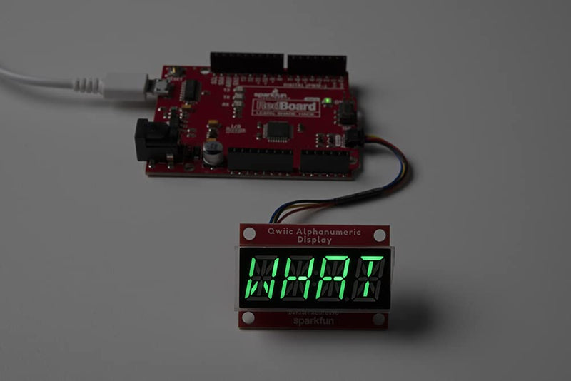SparkFun Qwiic Alphanumeric Display - Green - 14-Segment Alphanumeric Display No Soldering Required 128 Patterns Maximum Display Segment Numbers 2X Wall mounting Points