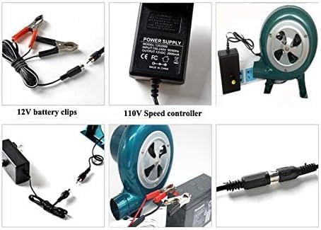 Variable Speed Dual Blower Fan 12V-120V, Charcoal Chimney Starter for BBQ&Mini Forge(80W) Medium