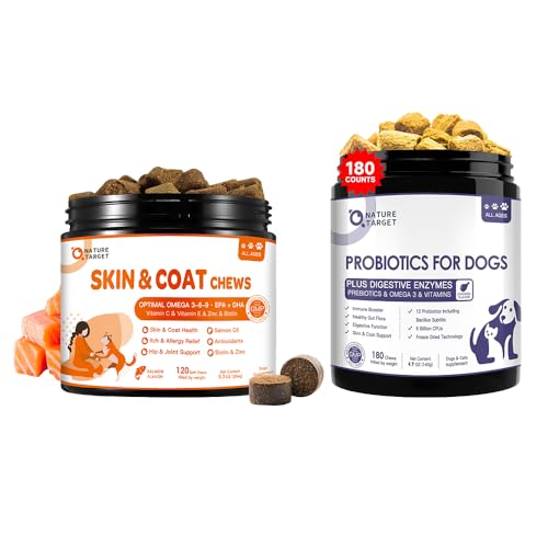 Probiotics for Dogs, Skin and Coat Supplement for Dogs Itchy Skin Relief with Omega 3