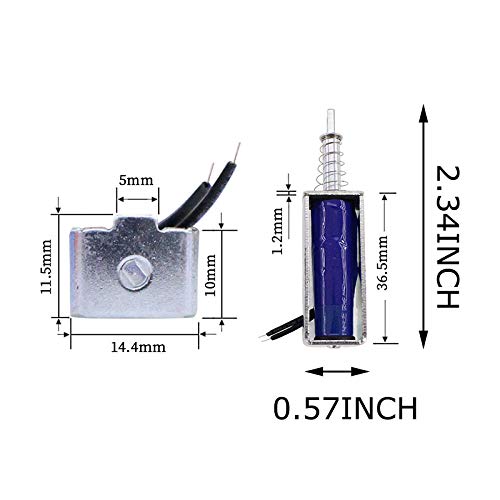 MEETOOT 2Pcs SM0537 DC6V-1.5A 5N Push Pull Type Open Frame Solenoid Electromagnet, 10mm