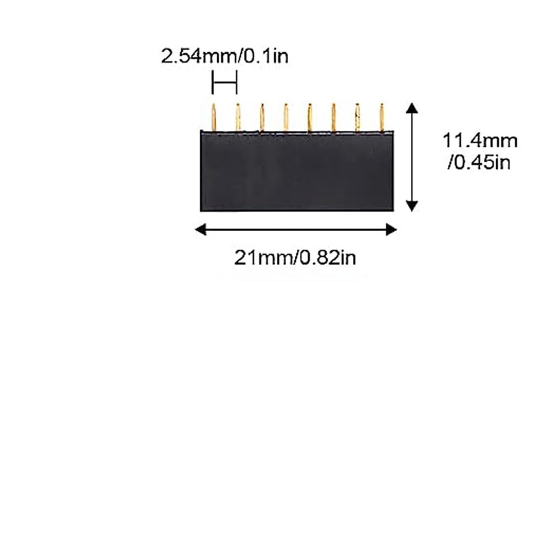 2.54mm 0.1" 1x8Pin Female Socket Pin Row 8P Single Row Straight Female/Male Socket/Pin Header Connectors, Pack of 30 1 x 8Pin Female Socket