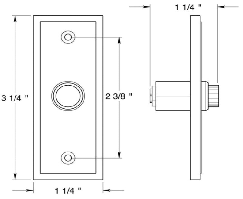 Deltana Bbs333u3 Rectangular Contemporary Bell Button, Bright Brass Polished Brass