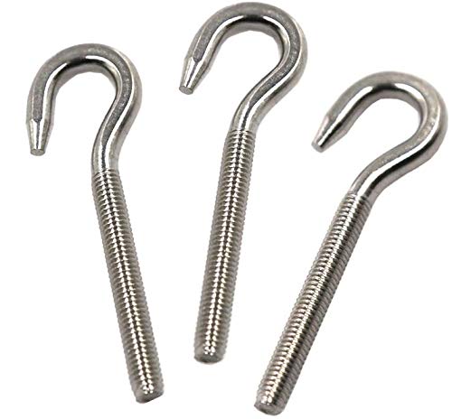 M4 Hook Bolt 304 Stainless Steel Screw in Hooks Ring Eye Screw Bolts Round Screw Hook Bolt Metric Thread 10PCS M4 Hook Bolt