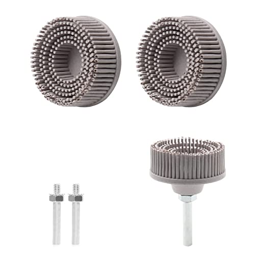 2Pcs 120 Grit White Bristle Disc Attachment, 2 Inch Abrasive Bristle Disc Gasket Removal Disc with 1/4 Shank Coating Removal Disc for Rotary Tool