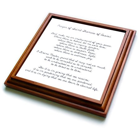 3dRose Prayer of St. Francis of Assisi Spirituality Religion Trivet with Ceramic Tile, 8 by 8", Brown
