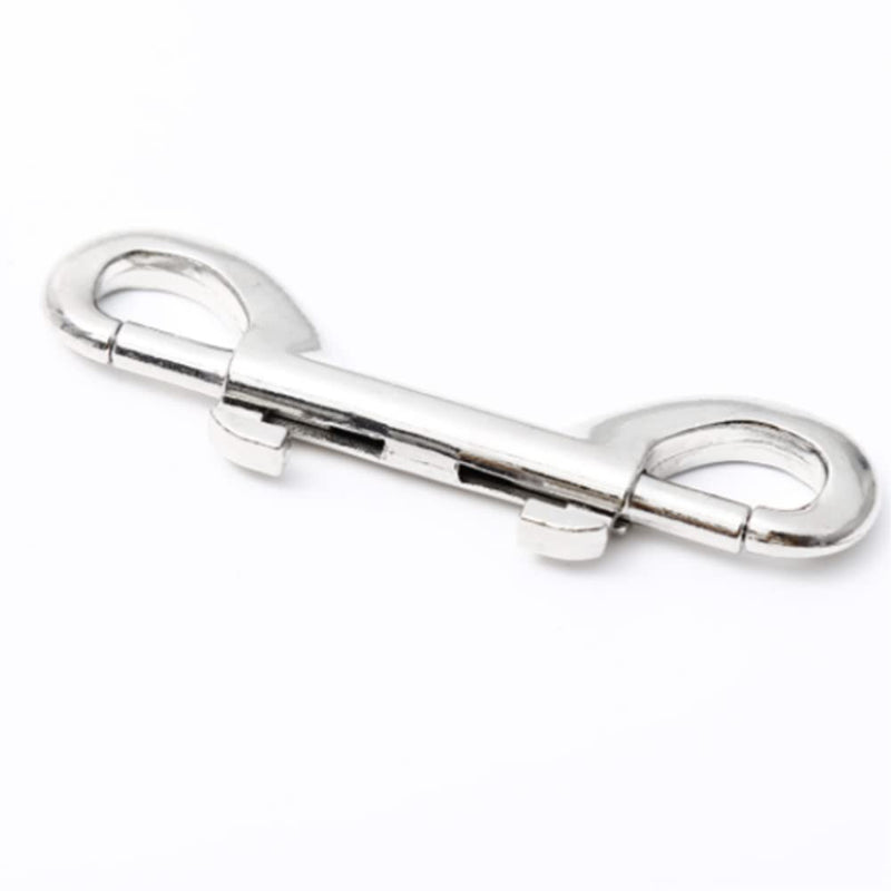 2 Pcs Double Ended Lead for Dogs, Bolt Snap Hooks Zinc Alloy Double End Clip Silver Diving Clip Trigger Snaps for Diving Dog Leash Key Chain Horse Tack Pet Feed Buckets