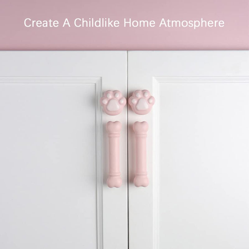 Cabinet Knob, Drawer Pull, Ceramic Handles, Cupboard Knob, Drawer Pull, Ceramic Colorfull Children Handles Cabinet Knob 2PCS (Cat Paw, Pink)
