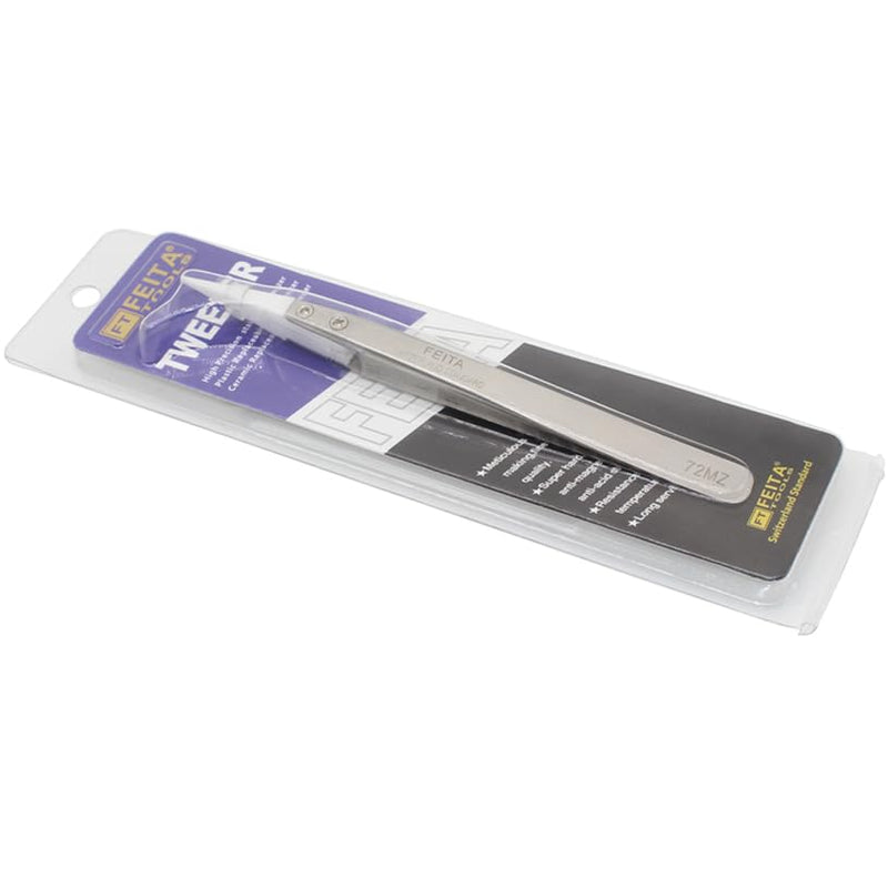 FEITA Precision Pointed Ceramic Tweezers - Temperature Resistant and Anti-Magnetic White Fine Pointy Ceramic Tips Twizzers - For Electronic Repair, DIY Crafting Hobby Tools - 1 Pc White Head