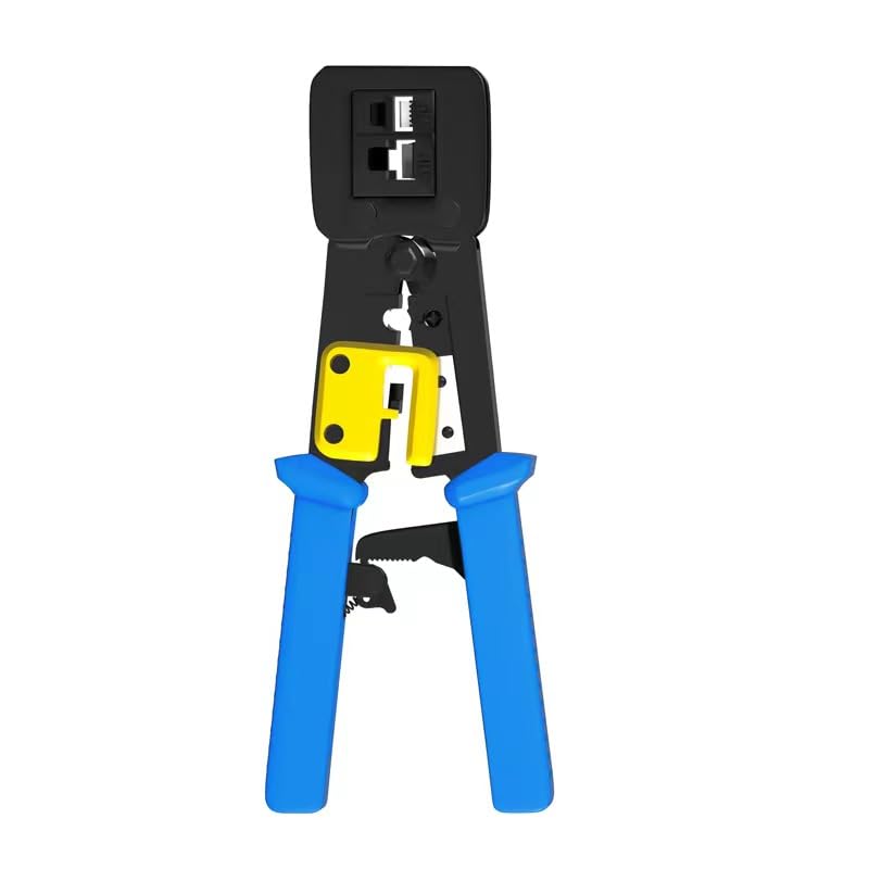 Pass Through RJ45 Crimp Tool, Ratcheting Ethernet Crimping Tool Kit, Ethernet Crimper for RJ45 Pass Through Connector and RJ11/RJ12 connectors Ratcheting RJ45 Crimp Tool